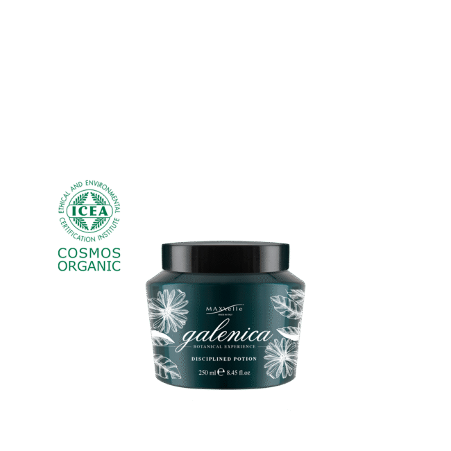 Kaukė garbanotiems, sausiems plaukams Maxxelle Galenica DISCIPLINED POTION 250 ml ir 500 ml